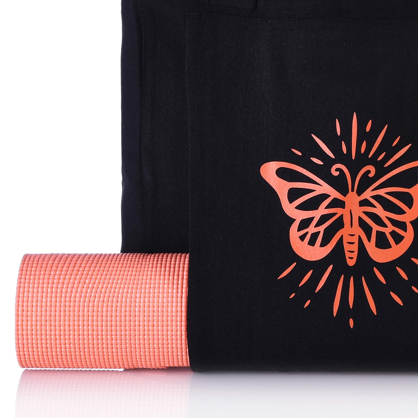 Butterfly Black Yoga Tote Bag